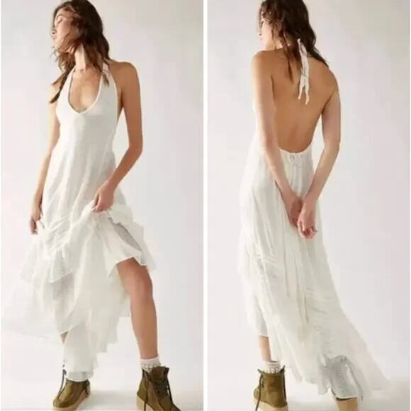 New! Free People Slice Of Heaven Halter Midi Dress endless summer, no size tag - Picture 1 of 14